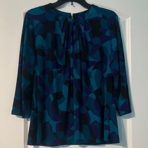 Liz Claiborne Purple, Blue and Black Office Leightweight Blouse